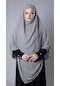 Gri Pratik Hazır Geçmeli Tesettür Eşarp Medine İpeği Bağcıklı Sufle Hijab 2301 15