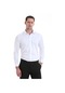 Beyaz Slim Fit Düz 100% Pamuklu Slim Yaka Uzun Kollu Casual Saten Gömlek 23d190000118 001