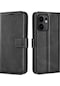 Oppo Reno13 F/ Oppo Reno13 F 5g Stand Kılıfı Çizilmez Buzağı Dokusu Deri Telefon Kapağı - Siyah Siyah
