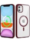 Ekılıf - İphone Uyumlu 11 Uyumlu - Kılıf Magsafe Wireless Şarj Özellikli Silikon Ege Kapak - Koyu Kırmızı
