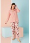 Nisanca Kadın Kışlık Welsoft Peluş Polar Düğmeli Pijama Takımı Pembe