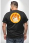 Doge Coin Büyük Beden Siyah Tişört Kadın Erkek Ünisex Sırt Baskılı Siyah