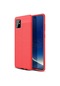 Noktaks - Samsung Galaxy Uyumlu A81 Note 10 Lite - Kılıf Deri Görünümlü Auto Focus Karbon Niss Silikon Kapak - Kırmızı