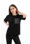 Zımba Detaylı Cepli T- Shirt - Siyah-siyah
