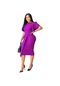 Ikkb2024 Kadın Yaz Yeni Stil Düz Renk Yüksek Bel Mizaç İşe Gidip Gelme Lotus Kollu Ofis Avrupa Ve Amerikan Elbise-mor