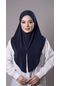 Lacivert Pratik Hazır Geçmeli Tesettür Eşarp Sandy Kumaş Yırtmaçlı Düz Hijab 2310 02