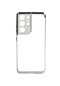 Noktaks - Samsung Galaxy Uyumlu S21 Ultra - Kılıf Dört Köşesi Renkli Arkası Şefaf Lazer Silikon Kapak - Gri