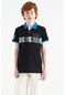 Tommy Life Siyah Şerit Baskı Detaylı Pola Yaka Standart Kalıp Erkek Çocuk T-shirt - 11162 Siyah