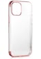 Tecno - İphone Uyumlu İphone 12 Mini - Kılıf Dört Köşesi Renkli Arkası Şefaf Lazer Silikon Kapak - Rose Gold