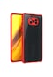Noktaks - Xiaomi Uyumlu Xiaomi Poco X3 / Poco X3 Nfc / Poco X3 Pro - Kılıf Kenarları Tırtıklı Renkli Düğmeli Kaff Kapak - Kırmızı