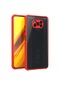 Tecno-Xiaomi Poco X3 / Poco X3 Nfc / Poco X3 Pro - Kılıf Kenarları Tırtıklı Renkli Düğmeli Kaff Kapak - Kırmızı