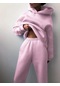 Kadınlar İçin Şık Düz Takımlar Kadınlar İçin Sıcak Kapşonlu Sweatshirtler Ve Uzun Pantolon Moda İki Parçalı Takımlar Kadın Sweatshirt Takımları Pembe
