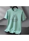 Açık Yeşil Üçgen 10 Renk Saf Pamuk Erkek T-shirt Yuvarlak Boyun Kısa Kollu Gevşek Erkek Tee Gömlek S-6xl Açık Yeşil
