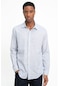 Tudors Slim Fit Uzun Kol Çizgili Yaka İçi Biyeli Ketenli Erkek Çok Renkli Gömlek-27247-multi