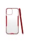 Noktaks - İphone Uyumlu İphone 12 Mini - Kılıf Kenarı Renkli Arkası Şeffaf Parfe Kapak - Kırmızı