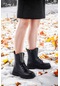 Woggo Fermuarlı Termo Taban Kadın Günlük Bot Ayakkabı Fls 98-t81 Siyah