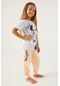 Minnie Mouse Candy Minnie Gri Kız Çocuk Kısa Kol Pijama Takım