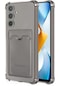 Samsung Galaxy A24 Uyumlu Kılıf Extra Köşe Korumalı Kartlıklı Cüzdanlı Silikon Kapak Füme