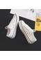 Canva Kadın Kalın Taban Yüksek Ayakkabı Yeni 2024 Bahar Öğrenci Kore Tarzı Low-top Classic White And Black 36 Standard Code Low-top Classic White And Black