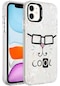 iPhone Uyumlu 12 Kılıf Mermer Desenli Lopard Marbello Kapak - Beyaz