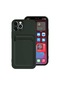 Noktaks - iPhone Uyumlu 12 Pro - Kılıf Kamera Korumalı Kart Bölmeli Ofix Kapak - Koyu Yeşil