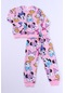 Kız Çocuk Pijama Takımı Karakter Baskılı Ribanalı E26 Toz Pembe