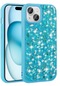 Kilifolsun - İphone Uyumlu İphone 15 - Kılıf Parlak Parıltılı Taşlı Şık Linea Kapak - Mavi Açık