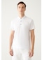 Avva Erkek Beyaz Örme Standart Fit Normal Kesim 3 Çıt Çıtlı Polo Yaka T-Shirt E001033