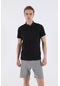 Maraton Sportswear Regular Erkek Polo Yaka Kısa Kol Basic Siyah-Siyah T-Shirt 20646-Siyah-Siyah