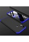 Mutcase - Xiaomi Uyumlu Redmi Note 7 - Kılıf 3 Parçalı Parmak İzi Yapmayan Sert Ays Kapak - Siyah-mavi