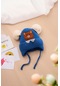 Ikkb Kış Yeni Kalınlaşmış Kulak Koruyucu Örme Şapka Çocuk Şapkası Mavi