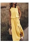 Kadın Yeni Düz Renk Gündelik Moda Kişilik Kolsuz Elbise Sarı
