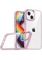 Noktaks - iPhone Uyumlu 14 Plus - Kılıf Arkası Şeffaf Kamera Çevresi Parlak Zıt Renkli Flora Kapak - Rose Gold