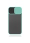 Kilifone - İphone Uyumlu İphone 12 Mini - Kılıf Slayt Sürgülü Arkası Buzlu Lensi Kapak - Turkuaz