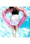 Aşk Kalp Şeklinde Şişme Yüzen Yüzme Havuzu Halkası, Şişirilmiş : 120cm X 100cm Pembe
