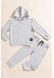 2'li Kapişonlu Açık Gri Waffle Sweat Jogger Alt Üst Takım Gri