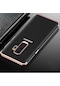 Kilifone - Samsung Uyumlu Galaxy A6 Plus 2018 - Kılıf Dört Köşesi Renkli Arkası Şefaf Lazer Silikon Kapak - Rose Gold