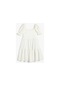 Koton Elbise Kısa Kollu Fırfırlı Midi Boy Kare Yaka Beyaz 3skg80140ak 3SKG80140AK000