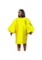 Ikkb Moda Bol Puf Kol Büyük Beden Elbise Sarı