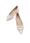 Scenic Beyaz Tokalı 4cm Sivri Burun Topuklu Ayakkabı