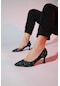 Luvishoes Chevy Siyah Renkli Tüvit Şeffaf Kadın İnce Topuklu Ayakkabı