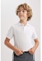 Defacto Erkek Çocuk Beyaz Pike Kısa Kollu Polo Okul Tişörtü K1689A623AUWT34
