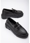 Kalın Taban Kolej Model Siyah Kadın Makosen Günlük Ayakkabı-2607-siyah