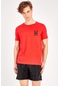 Maraton Sportswear Slimfit Erkek Bisiklet Yaka Kısa Kol Basic Kırmızı T-Shirt 18855-Kırmızı
