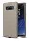 Noktaks - Samsung Galaxy Uyumlu Note 8 - Kılıf Deri Görünümlü Auto Focus Karbon Niss Silikon Kapak - Gri