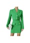 Yeşil Tüvit Blazer Ceket Etek Takımı-yeşil