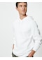 Koton Basic Kapşonlu Sweatshirt Uzun Kollu Ribanalı Beyaz 4sam70001mk