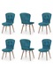 Haman 6 Adet Incebelli Serisi Ahşap Gürgen Ayaklı Mutfak Sandalyeleri Kobalt Mavi