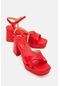 Mınus Kırmızı Cilt Kadın Topuklu Ayakkabı