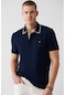 Avva Erkek Lacivertvert Polo Yaka Çıtçıtlı Yakası Jakarlı T-Shirt A31Y1175